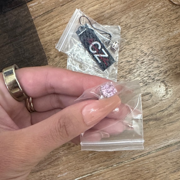 NEW CZ by Kenneth Jay Lane 5 Cttw Asscher Cut Stud Post Earrings - Pink - Picture 3 of 7